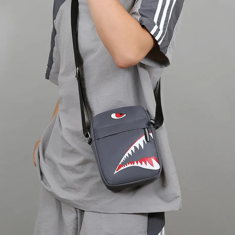 Men's small Oxford cloth crossbody bag with animal print pattern in three colour options