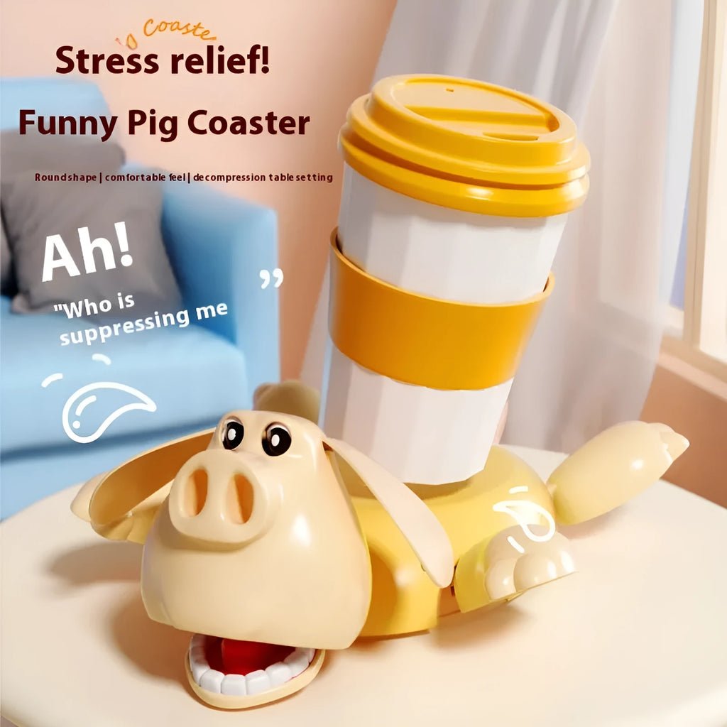 Flying Pig Coaster Decorative Desk Ornament Funny PP Material Decompression Novelty Home Office Bar Party Gift Pink Yellow Options Big Pig Creative Desktop Decoration Coaster for Drinks Protection Surface Holder