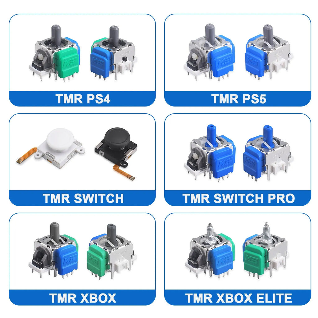 Black Hall effect magnetic joystick component for PS5, PS4, Xbox, and Switch Pro controller repair
