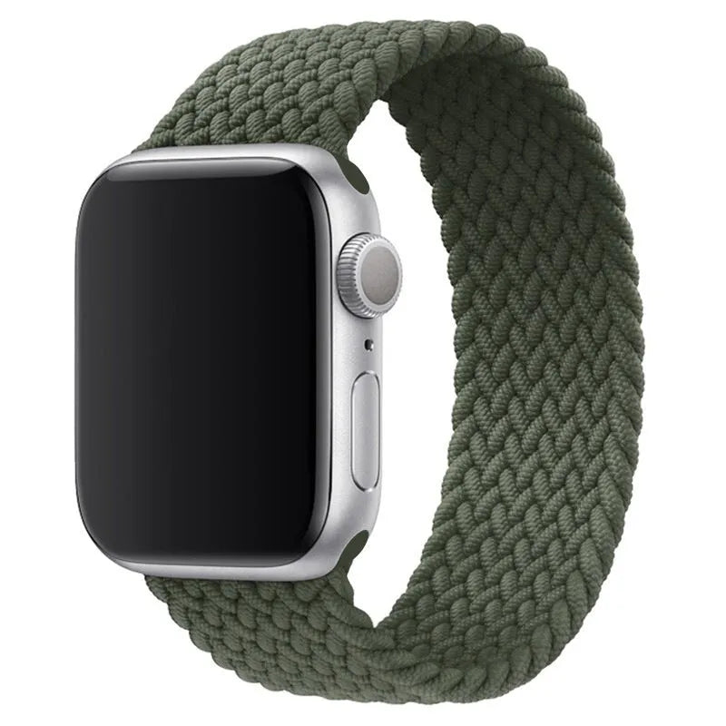 Elastic nylon braided rainbow watch strap for Apple Watch 38mm to 45mm, woven fabric, multiple colour options