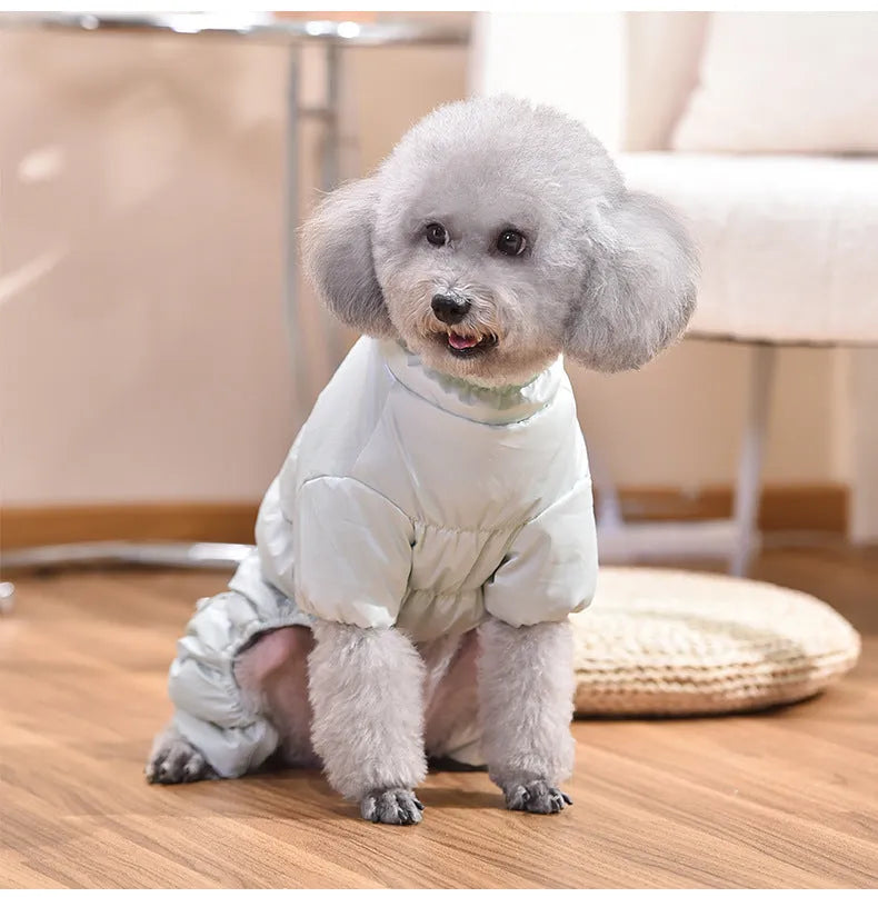 Pink and green polyester cotton dog jacket with tight belly wrap, sizes S to 4XL