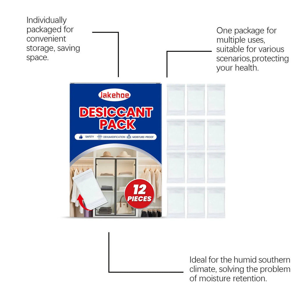 12 calcium chloride desiccant bags with wood pulp filler for household moisture control