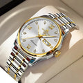 Waterproof luminous business mechanical watch with Swiss movement, stainless steel strap, and mineral glass mirror
