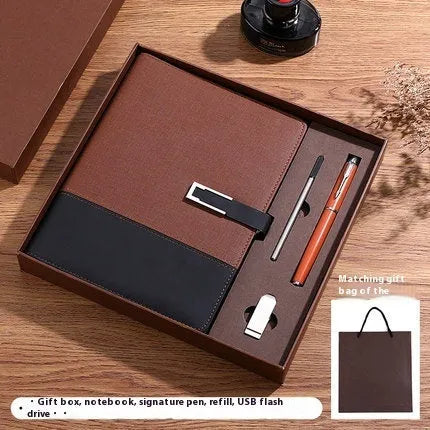 A5 soft PU leather notebook in brown, black, green, blue, or red, showing wood-free paper inside.