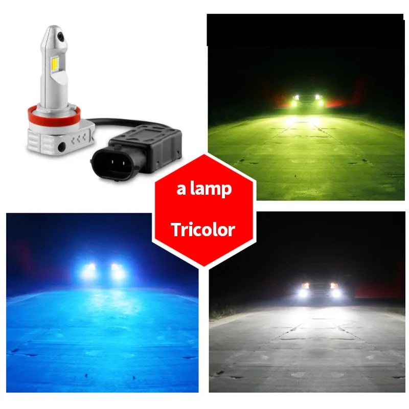 Super stable LED fog lamp bulb retrofit kit with aluminium housing and universal fit for multiple vehicle types.