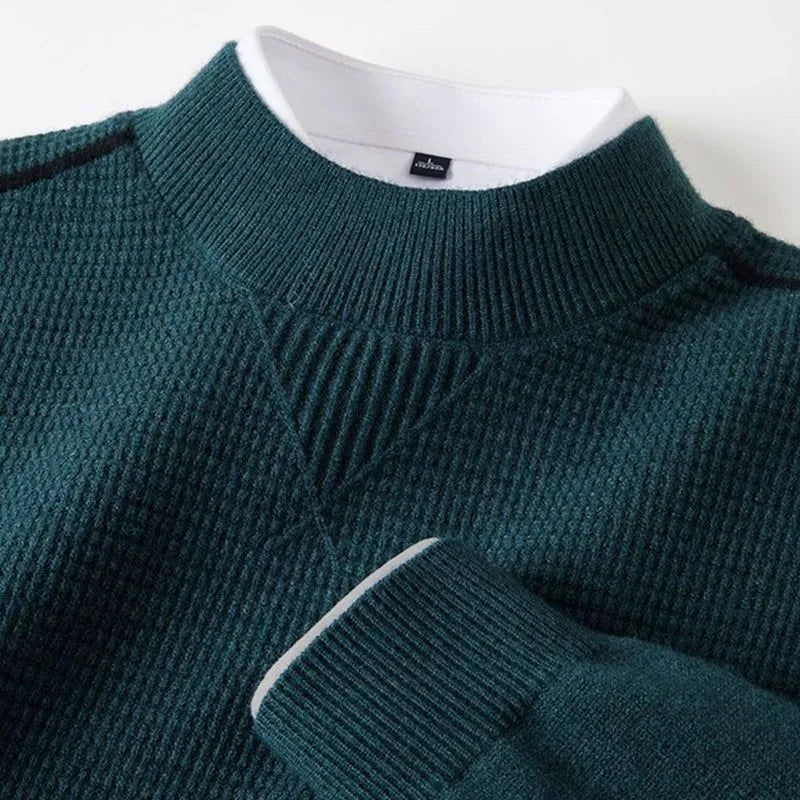 Men's wavy pattern stand collar pullover jacket in polo cotton lay flat