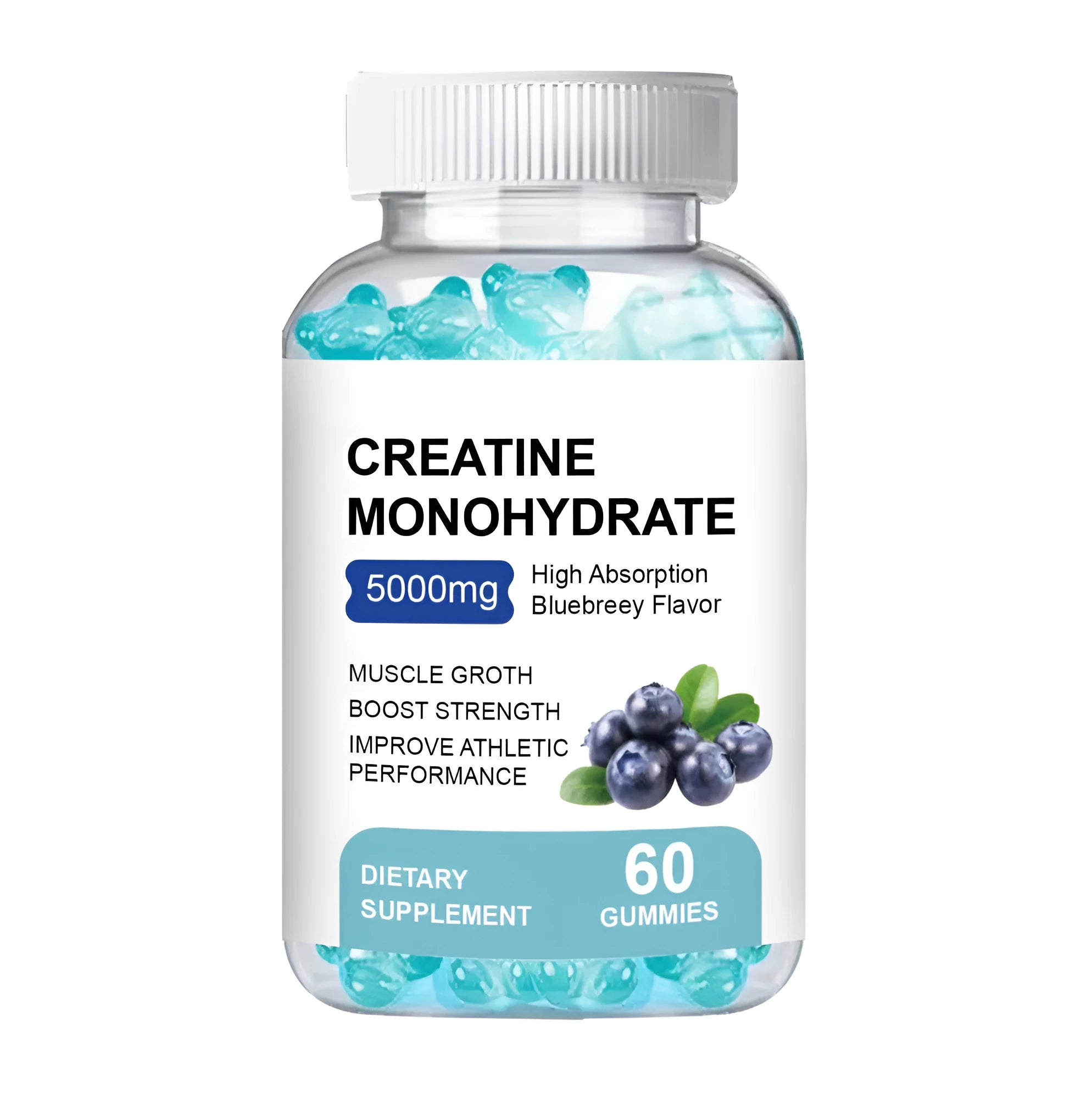 Creatine Monohydrate Gummies supplement in soft candy format with 60 pieces