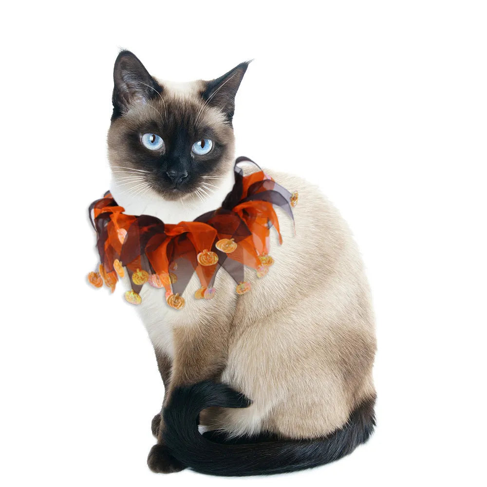 Tie-dye cloth dog collar in colourful patterns including blue, green, Christmas and Halloween styles