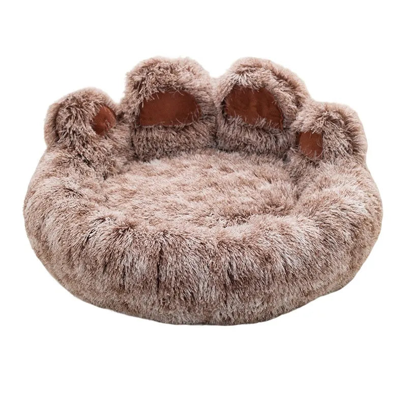 Plush two-color thickened dog bed in double silk gray hand-shaped brush nest style 50cm diameter
