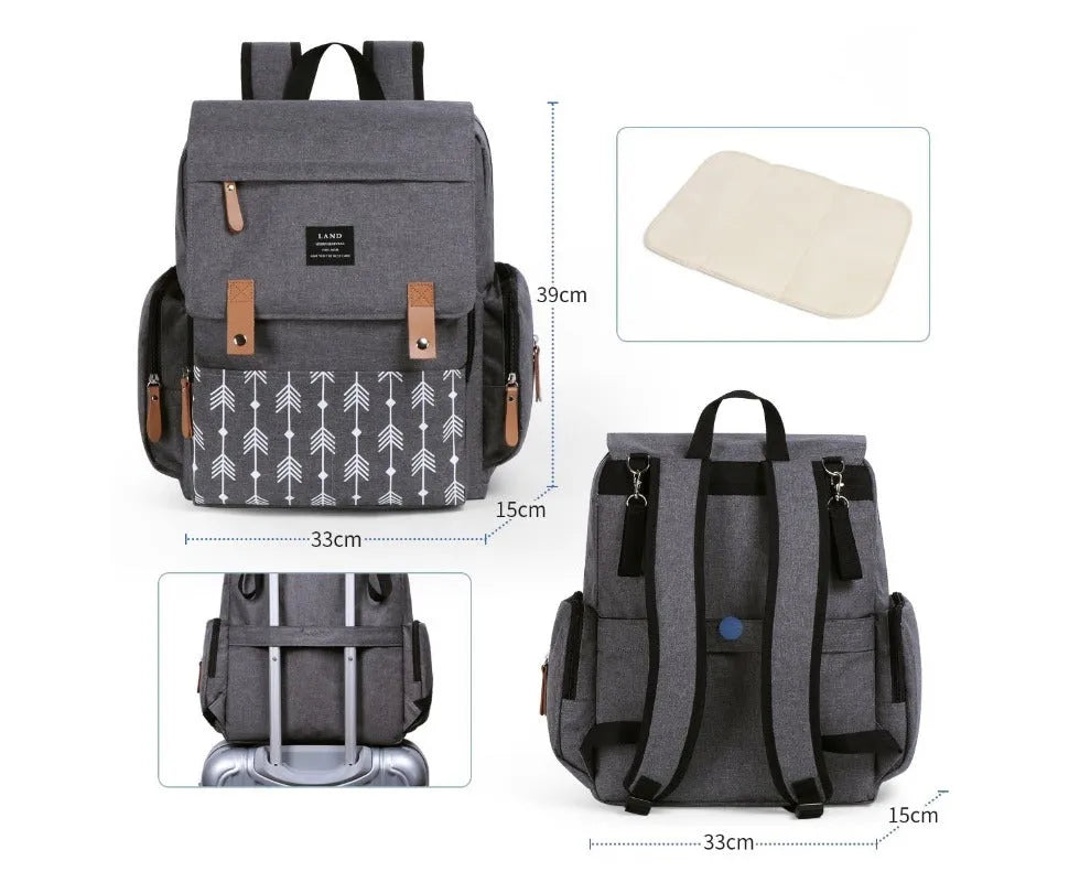 LAND Mommy MPB86 large Oxford cloth diaper backpack with changing mat in selected colour.