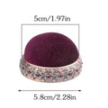 Retro needle ball head pin cushion with velvet cover and alloy insert on sewing table