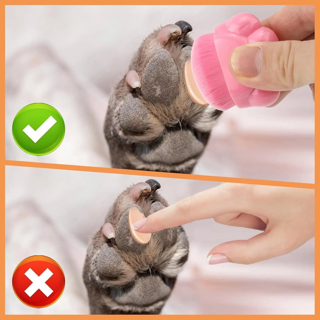 3pcs dog paw balm brush set with plastic storage boxes, each brush 4.8 cm by 4.5 cm