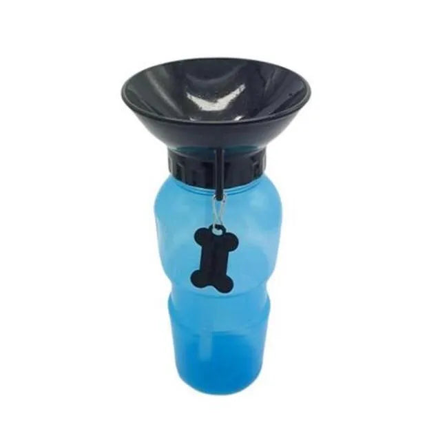 Portable anti-spill water bottle drinker for dogs and cats, blue colour, PP PE plastic, 21.5cm height