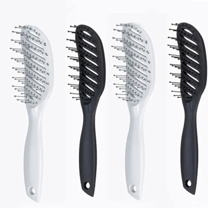 Anti-static vent hairbrush comb in black, measuring 240x55mm with hollow design and SBS nylon bristles