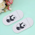 Three white plastic sliding webcam privacy covers for laptop, tablet and smartphone cameras, each 3x1.5x0.1cm.