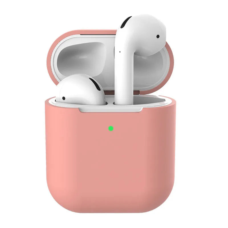 Silicone clamshell protection case for Apple AirPods 2 wireless earphones in multiple colour options.