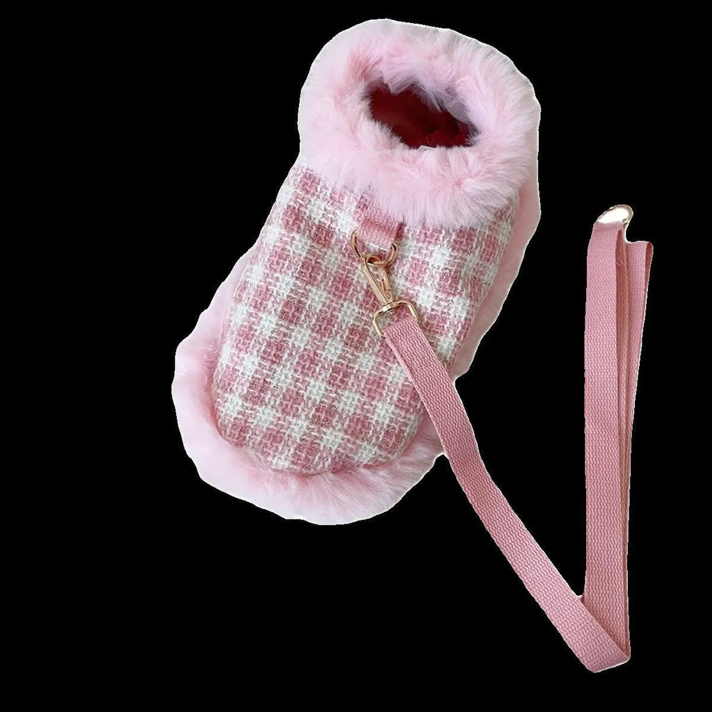 Pink cat cloak with hand-holding rope and matching beret cosplay costume set