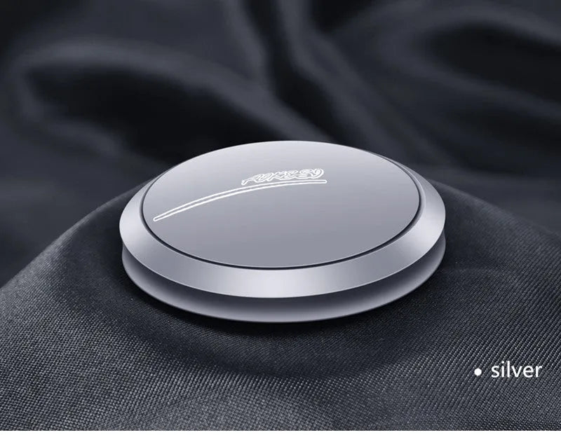 Black car aromatherapy ornament with adjustable perfume diffuser made from aluminium alloy, 59 mm diameter and 19 mm height