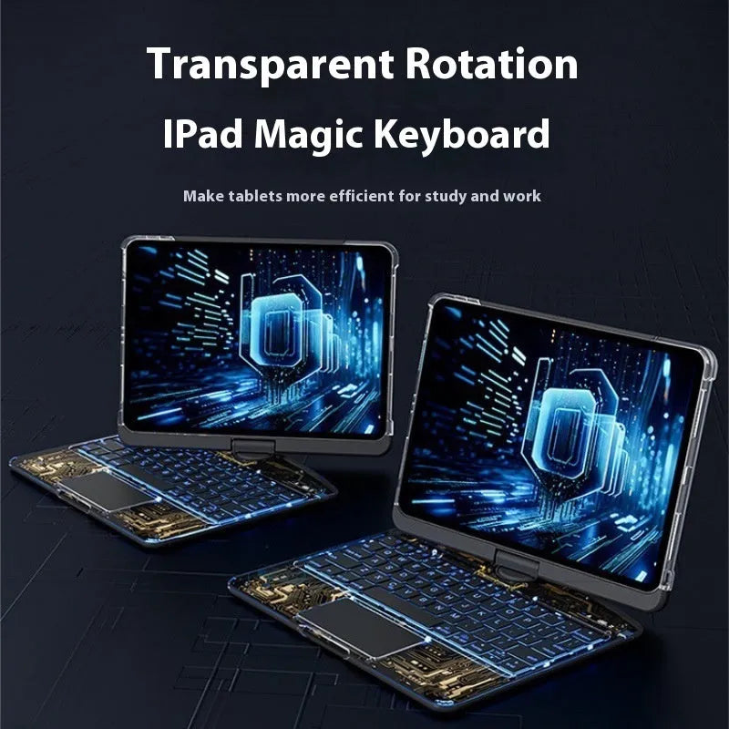 Transparent rotating keyboard case for iPad Air 5 tablet in Bright Crystal White colour