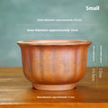 Indoor antique carved ceramic flower pot with purple sand finish in S1696 firewood colour