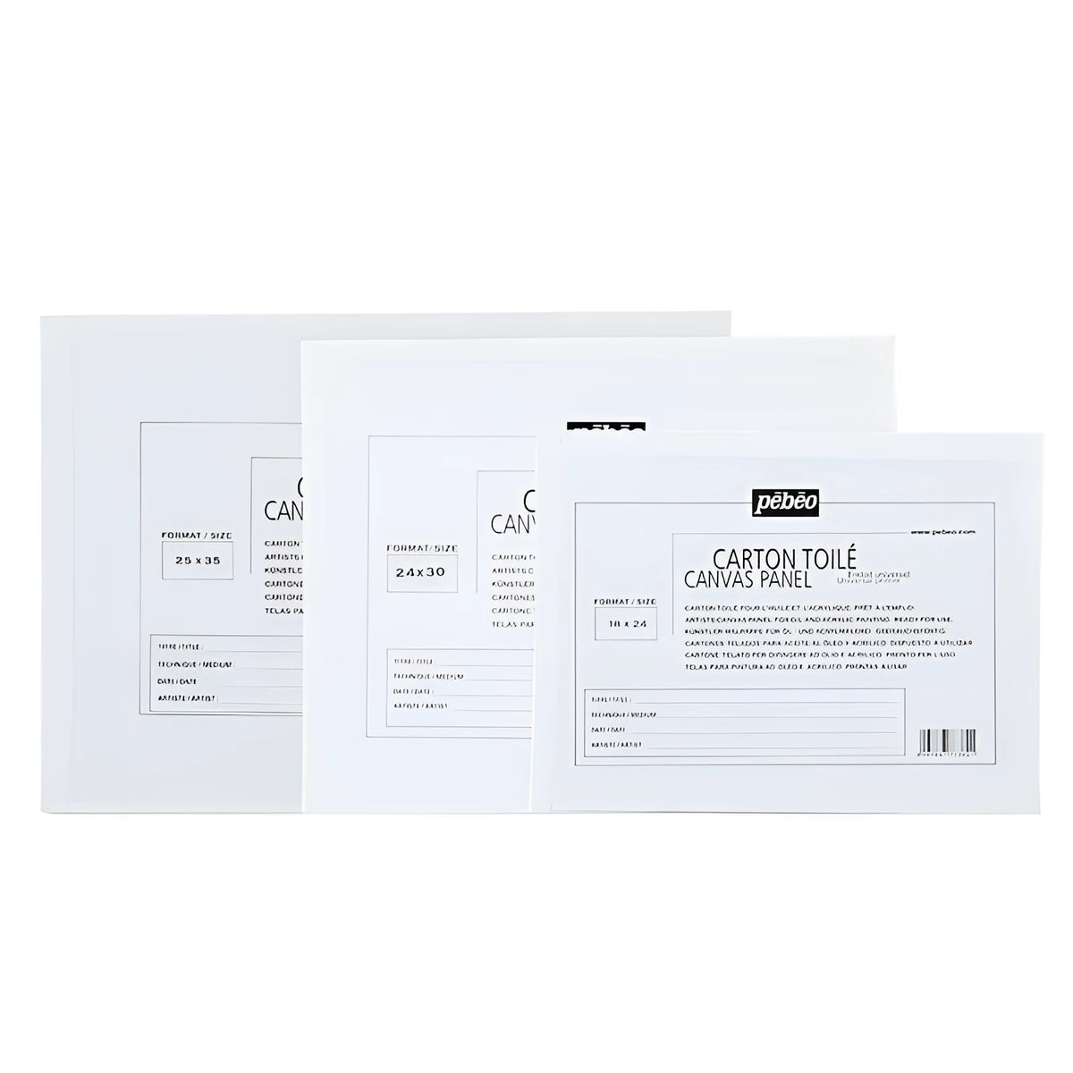 White cotton canvas panel painting board for oil and acrylic art, shown in a flat rectangular format.