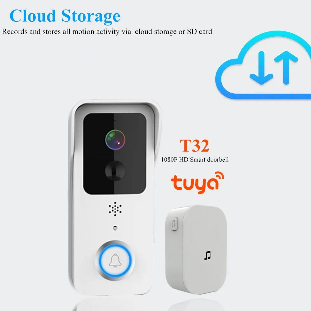 Smart home waterproof HD visual doorbell intercom unit in black or white.