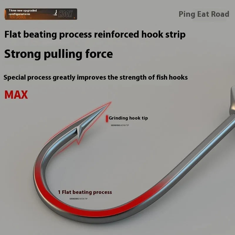 Set of 50 steel jig hooks with reinforced construction in primary colours for fishing