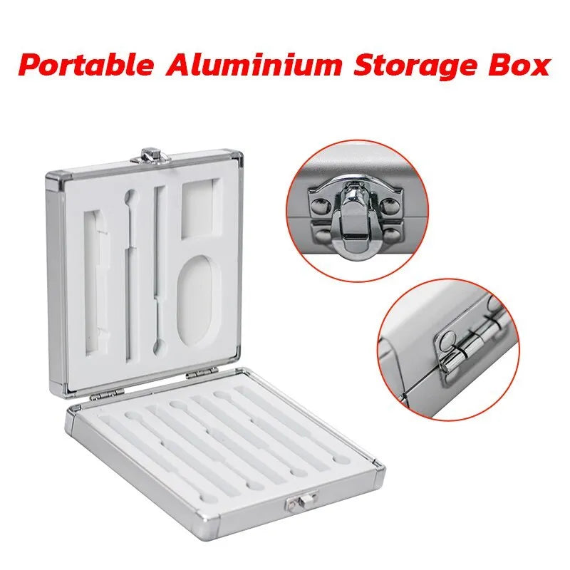 Silver aluminium storage box for TS100 soldering iron accessories with compact dimensions