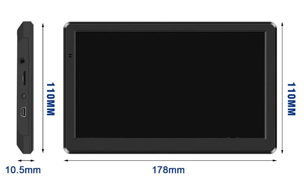 7-inch portable car GPS navigation device with touch screen on dashboard mounting bracket