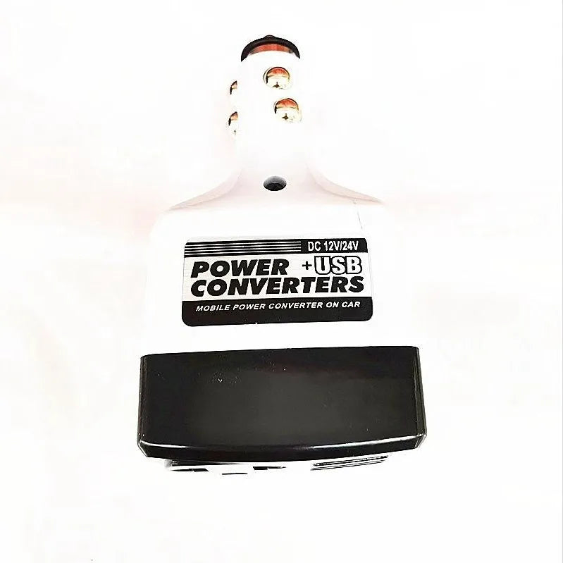 Car cigarette lighter charger with 220V AC socket and USB port for mobile phone charging