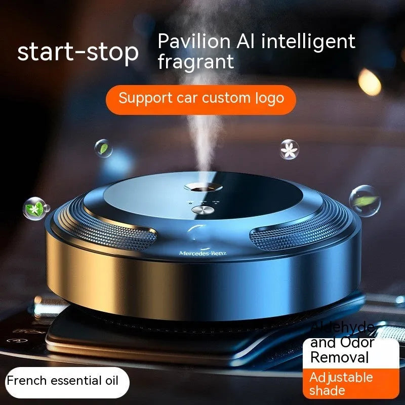 Zinc alloy car diffuser with automatic spray function showing compact 89mm design