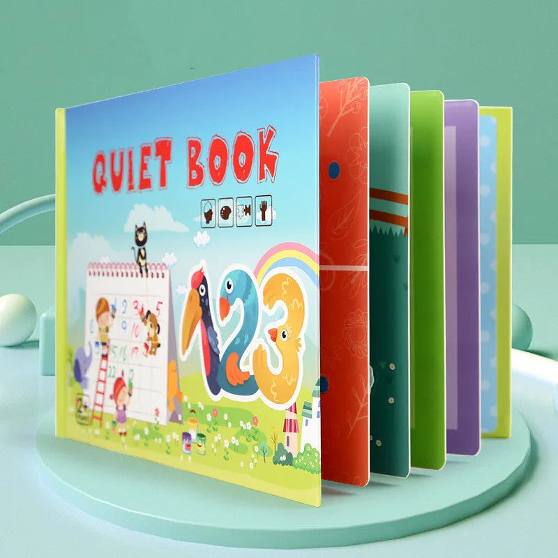 Wooden children's enlightenment sticker quiet book, 28 x 20.5 x 1.8 cm, for ages 4-6, themed paste activity book