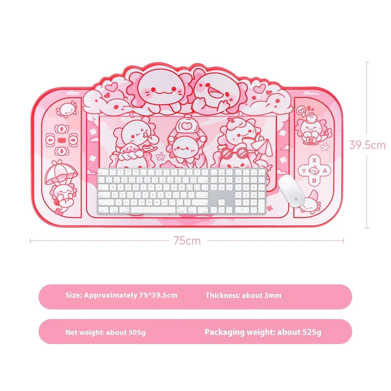 Hexagonal dragon crane machine anime pattern large mouse pad 75x40cm with wrist support
