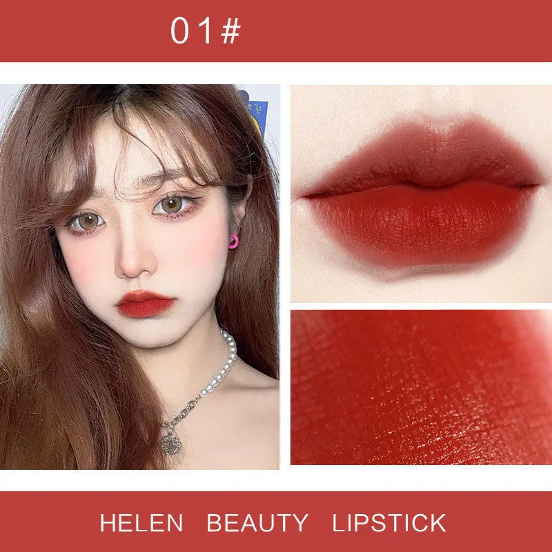 Moisturizing lipstick small tube in Guochao style with jojoba oil and vitamins, available in six shades