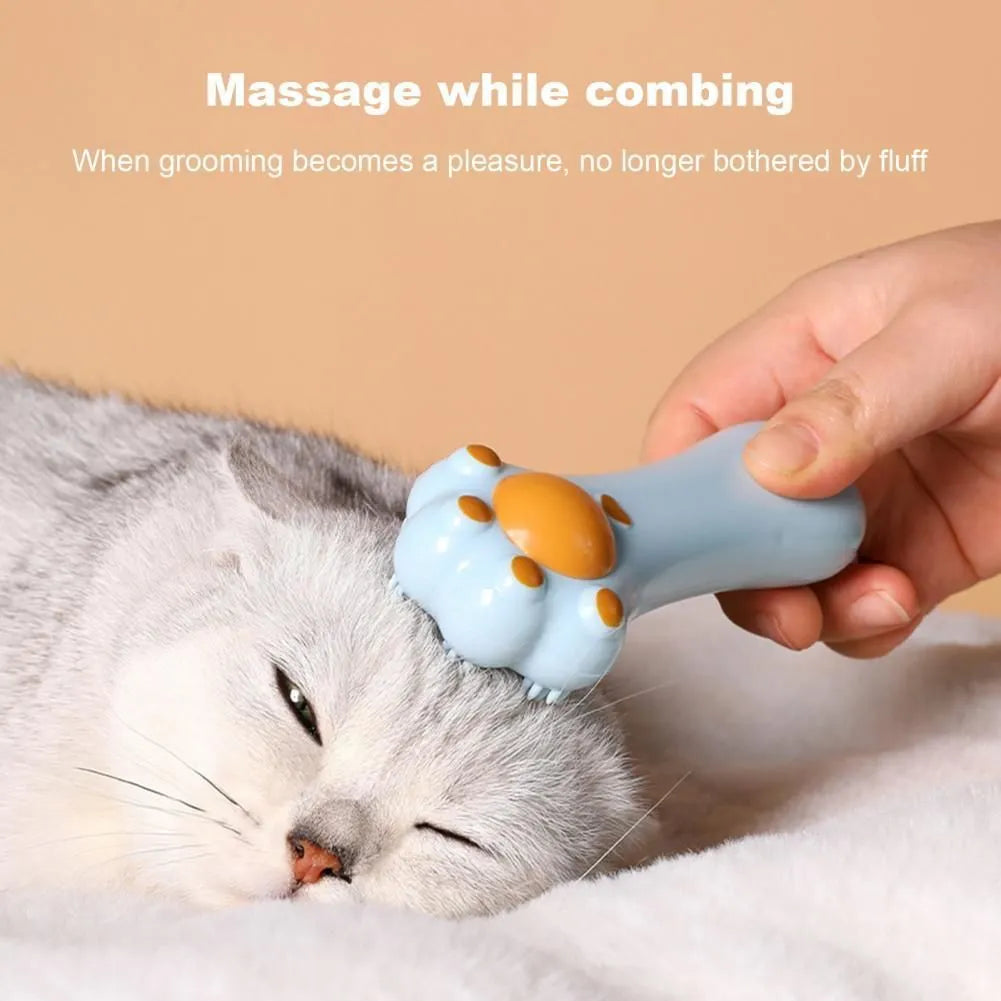 Cartoon design cat massage comb toy with catnip compartment and dangling elements for dental care