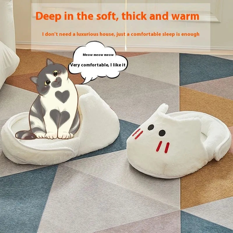 Cat nest four seasons universal mat in Snow White and Elegant Gray, sizes S M L, PP cotton filled pet bed