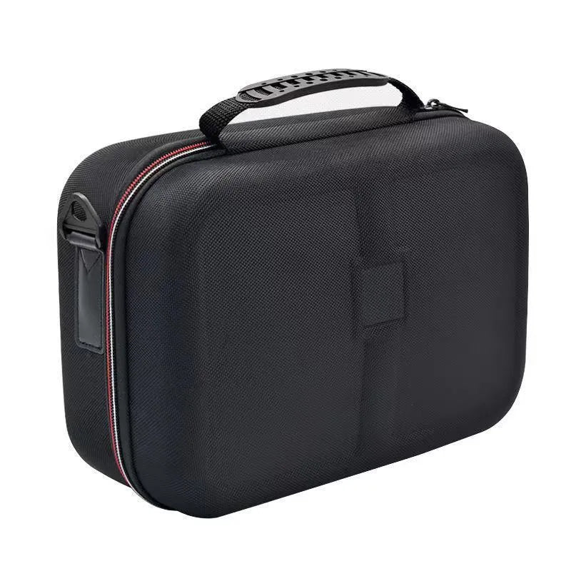 Black EVA game console storage bag showing two size options for organising controllers and accessories