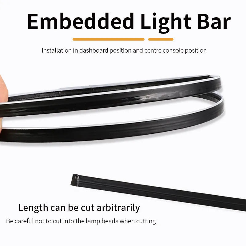 Car interior RGB ambience lighting strips with remote control and aluminium alloy construction
