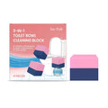 Four three-in-one toilet cleaning blocks with sodium bicarbonate and citric acid formula
