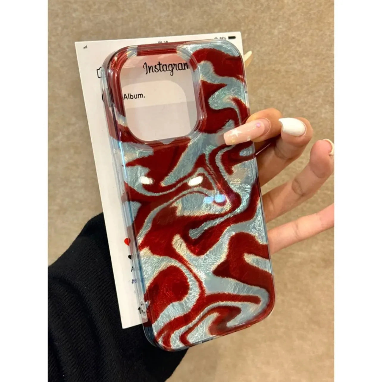 Frosted PC all-inclusive phone case for Apple iPhone with corrugated multi-colour blocks glacier pattern