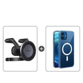 Black magnetic suction phone holder for car air outlet with N52 neodymium magnet and 360-degree rotation, 67g.