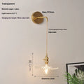 Retro brass lotus wall lamp with copper construction and glass shade in six colour options
