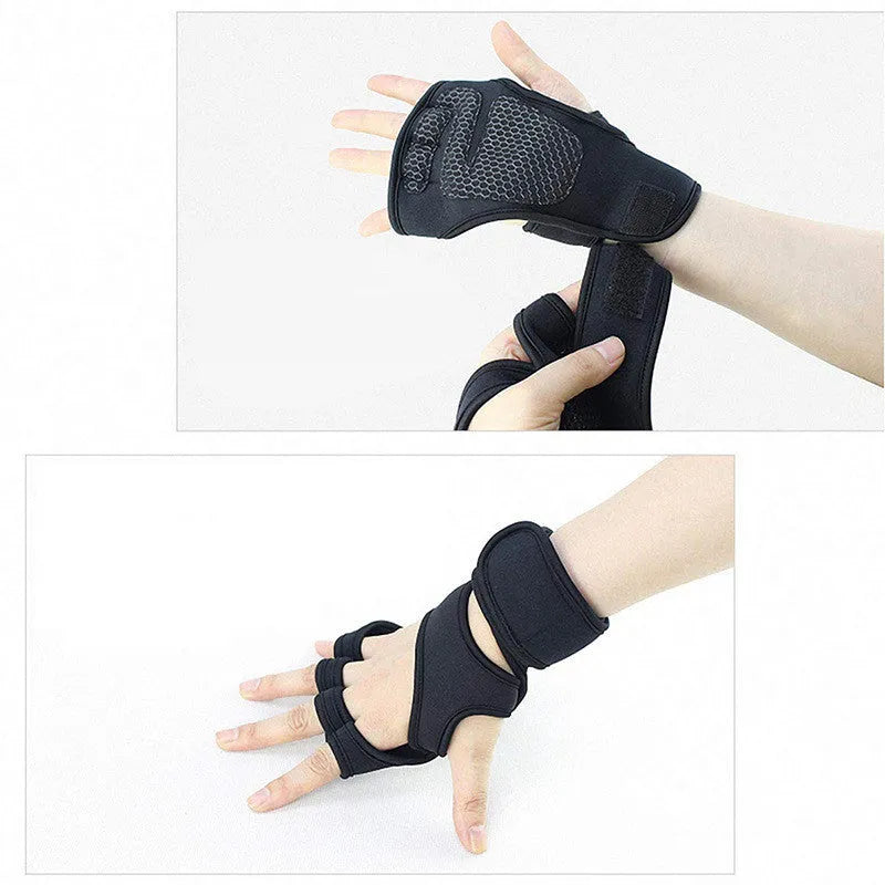 New sports half finger gloves with non-slip silicone palm protection in black