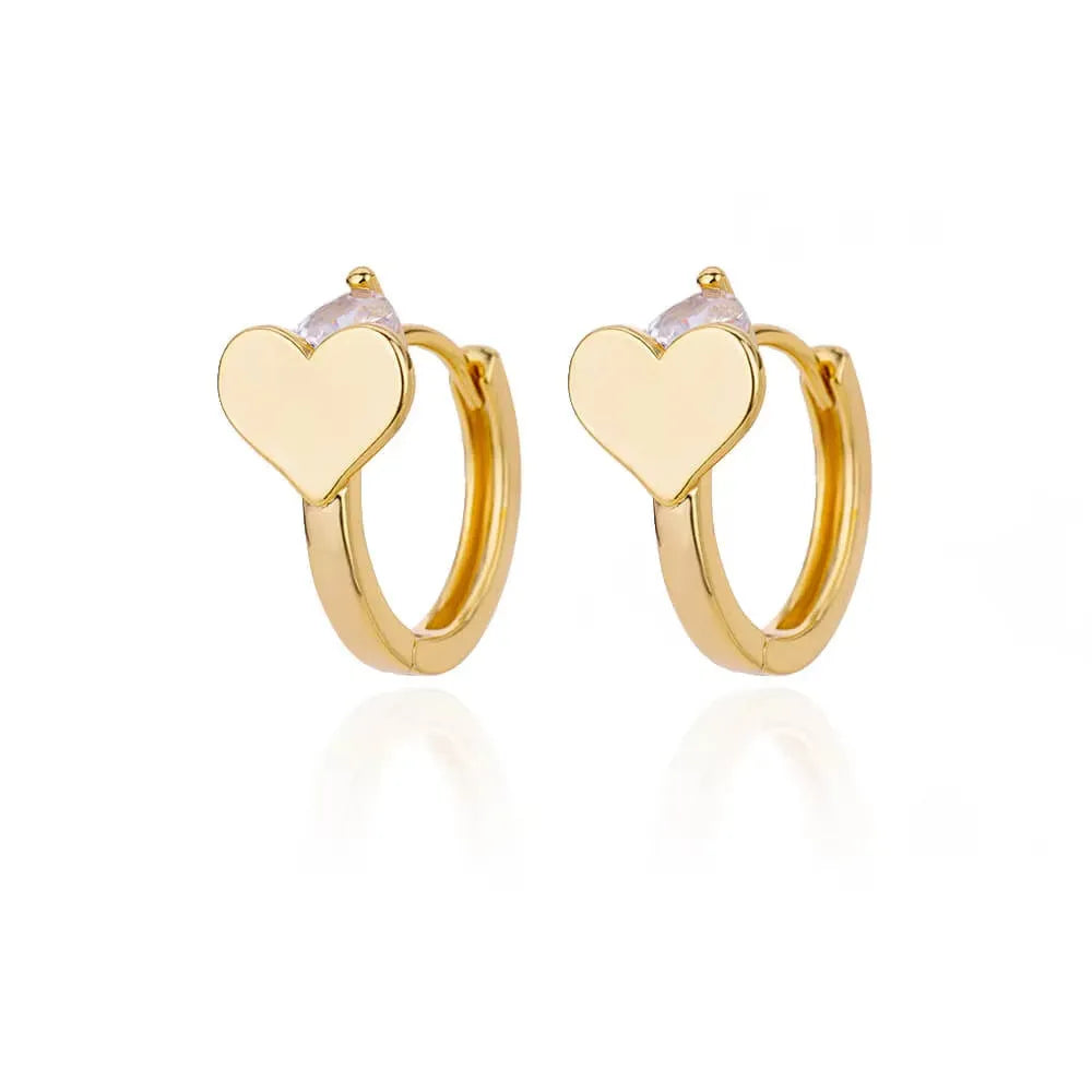 Women's titanium steel heart stud earrings with zircon love design and clip closure