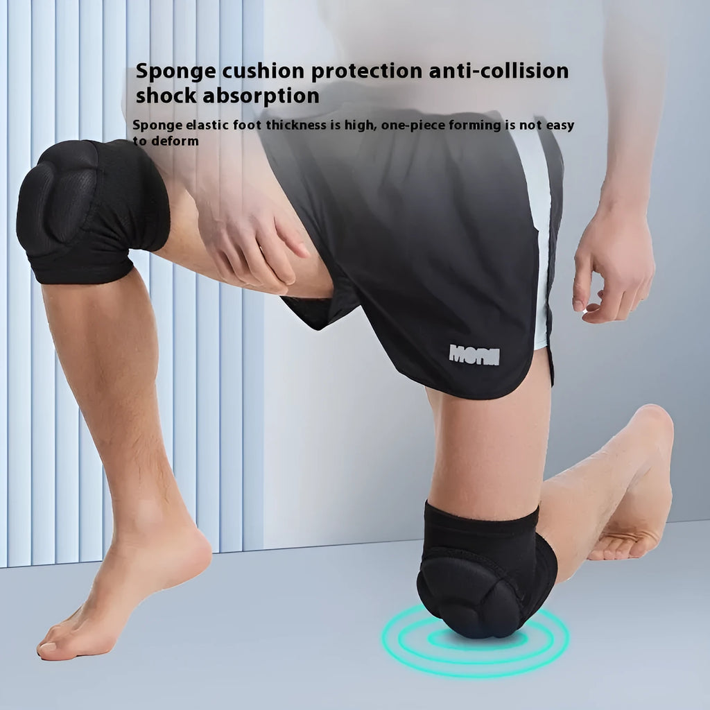 Pair of black free size dance kneepads with thickened sponge padding for volleyball and sports.