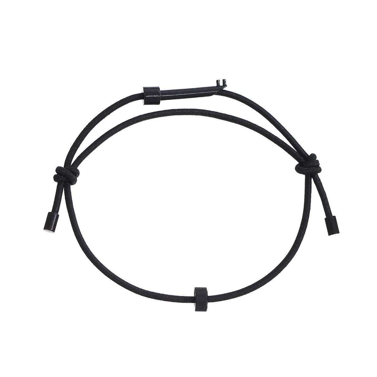 Tungsten carbide adjustable emergency escape bracelet with window breaker tip on grey background
