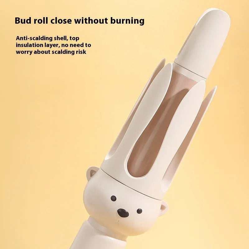 Beige automatic hair curler with anion negative ion technology and hair stick accessory
