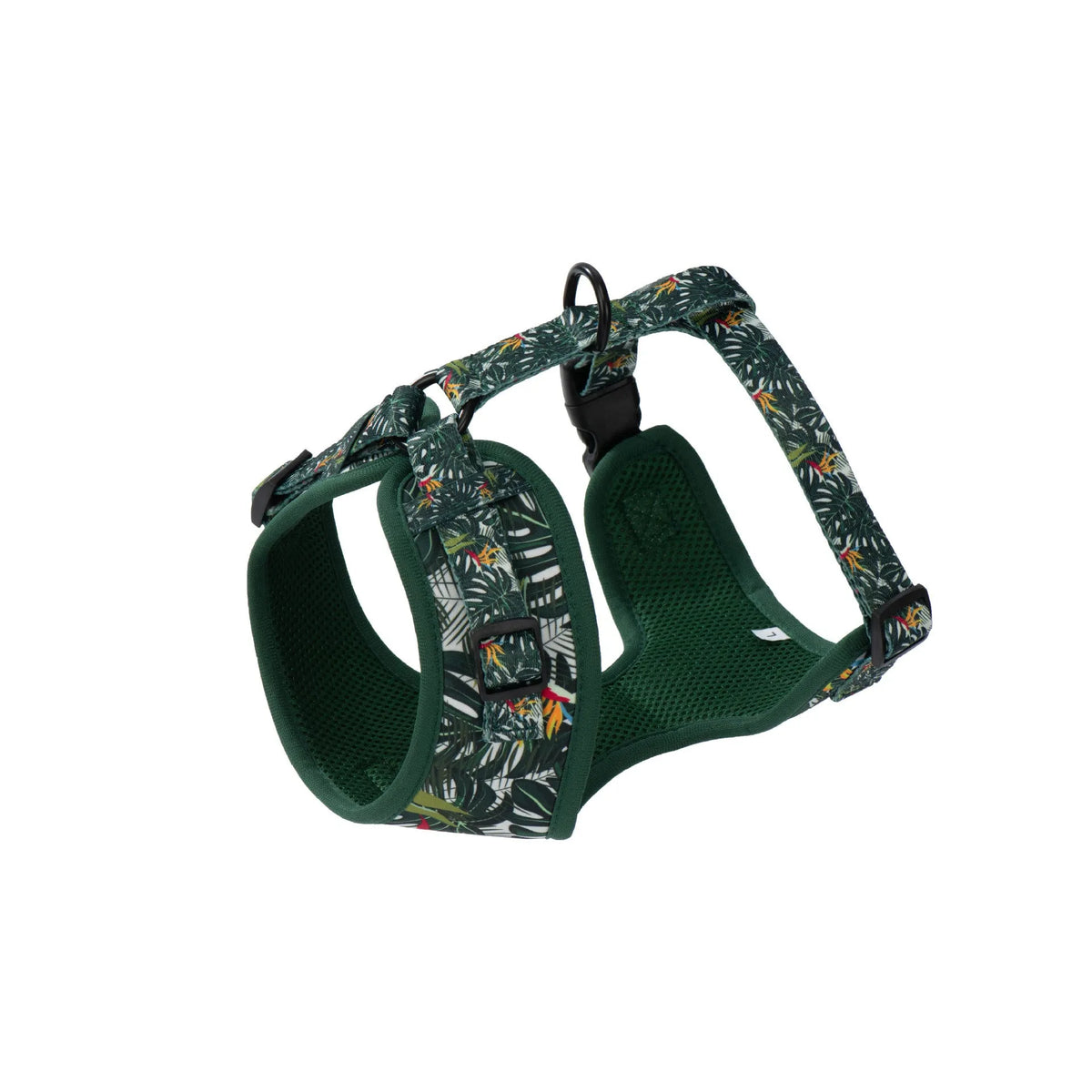 Adjustable cloth dog harness set with six pieces including waste bag and accessories in three size options