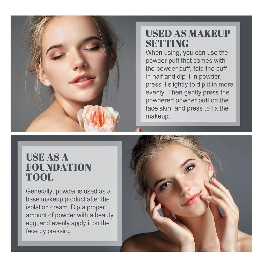 Compact finishing powder in Natural Beige, Pure Beige and Classic Ivory shades, 8g net content
