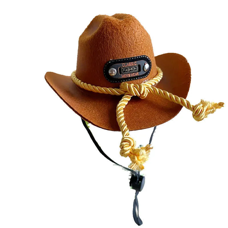 British-style cat cowboy hat with ribbon decorations in non-woven fabric